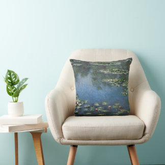 Waterlilies by Claude Monet, Vintage Flowers Cushion
