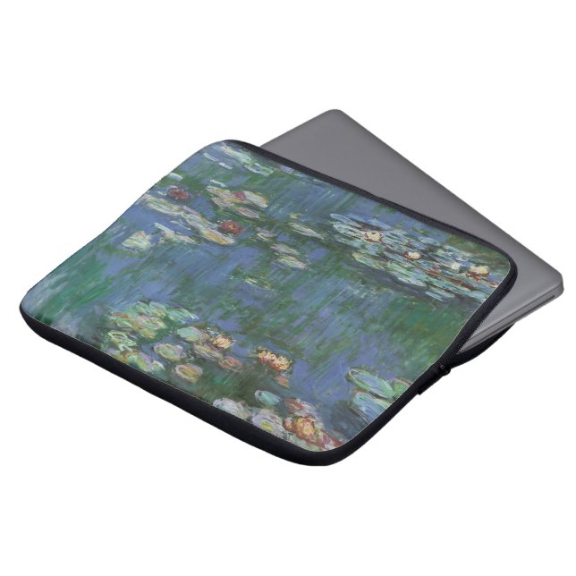 Waterlilies by Claude Monet, Vintage Flowers Laptop Sleeve (Front Top)