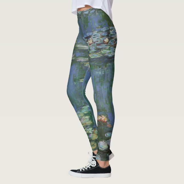 Waterlilies by Claude Monet, Vintage Flowers Leggings (Left)