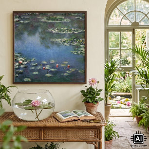 Waterlilies by Claude Monet, Vintage Flowers Poster