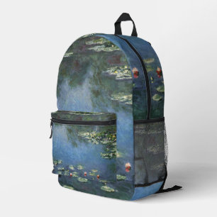 Waterlilies by Claude Monet, Vintage Flowers Printed Backpack