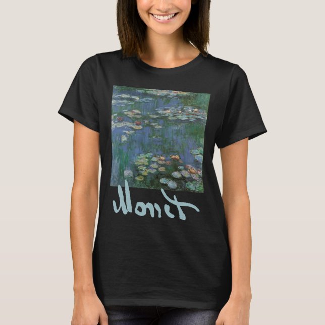 Waterlilies by Claude Monet, Vintage Flowers T-Shirt (Front)