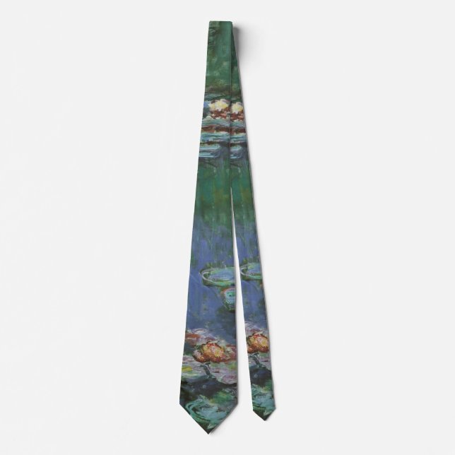 Waterlilies by Claude Monet, Vintage Flowers Tie (Front)
