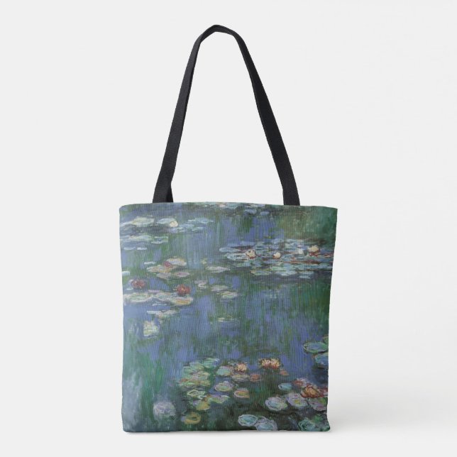 Waterlilies by Claude Monet, Vintage Flowers Tote Bag (Back)