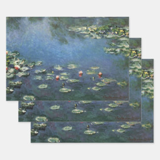 Waterlilies by Claude Monet, Vintage Flowers Wrapping Paper Sheet
