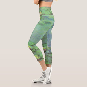 Waterlilies by Claude Monet, Vintage Impressionism Capri Leggings