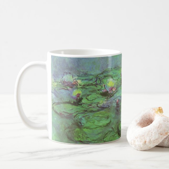 Waterlilies by Claude Monet, Vintage Impressionism Coffee Mug (With Donut)