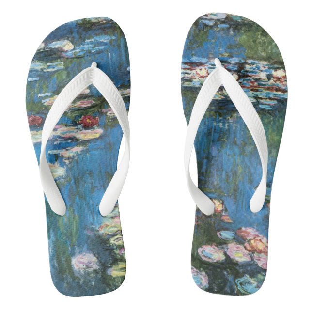Waterlilies by Claude Monet, Vintage Impressionism Flip Flops (Footbed)