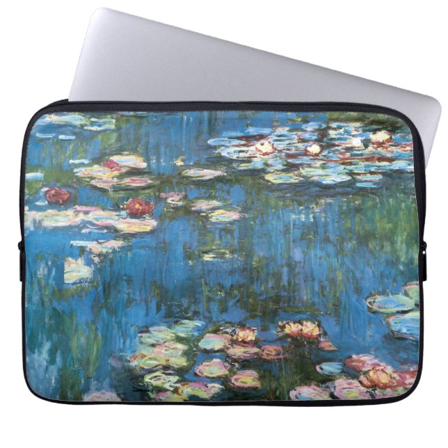 Waterlilies by Claude Monet, Vintage Impressionism Laptop Sleeve (Front)