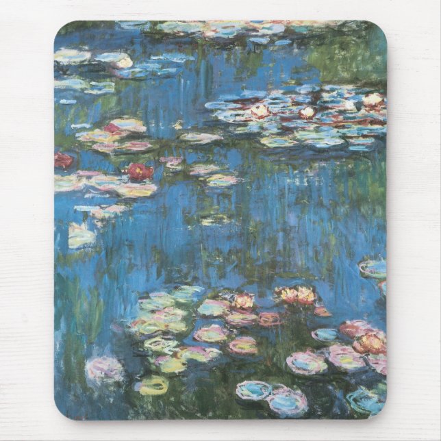 Waterlilies by Claude Monet, Vintage Impressionism Mouse Mat (Front)