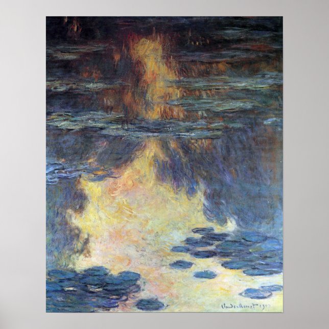 Waterlilies by Claude Monet, Vintage Impressionism Poster (Front)