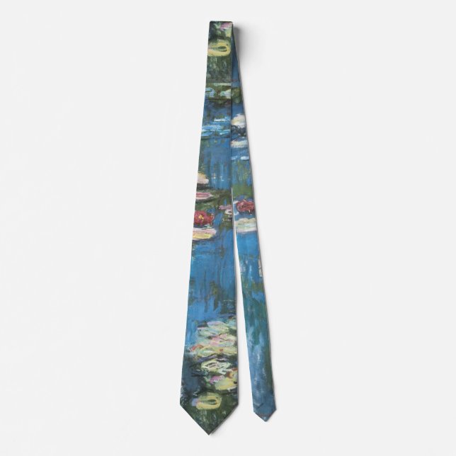 Waterlilies by Claude Monet, Vintage Impressionism Tie (Front)