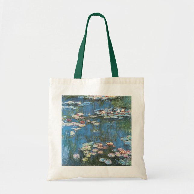 Waterlilies by Claude Monet, Vintage Impressionism Tote Bag (Front)