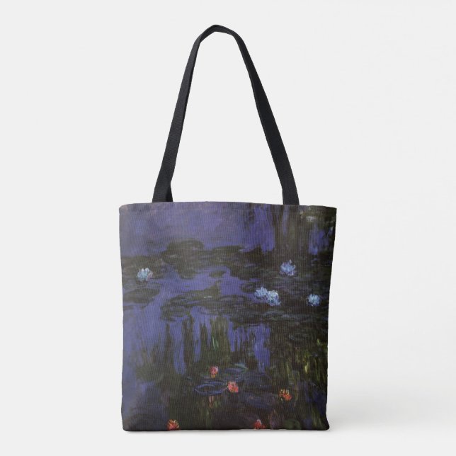 Waterlilies by Claude Monet, Vintage Impressionism Tote Bag (Back)