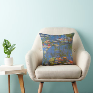 Waterlilies by Claude Monet, Vintage Nature Art Cushion