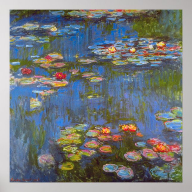 Waterlilies by Claude Monet, Vintage Nature Art Poster (Front)