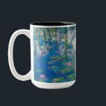 Waterlilies, Infinity Dots by After Claude Monet Two-Tone Coffee Mug<br><div class="desc">After Claude Monet - Waterlilies,  Infinity Dots. Oscar-Claude Monet (1840-1926) was a French painter and founder of impressionist painting who is seen as a key precursor to modernism,  especially in his attempts to paint nature as he perceived it.</div>