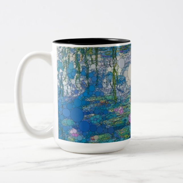 Waterlilies, Infinity Dots by After Claude Monet Two-Tone Coffee Mug (Left)