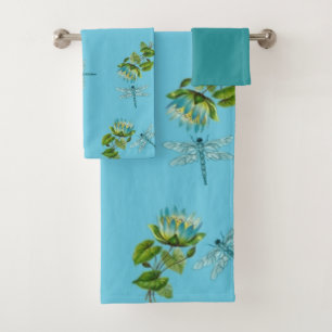 Waterlillies and dragonflies Towel Set