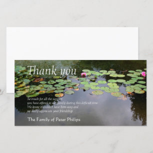 Waterlily 3 Peaceful Garden Sympathy Thank You Card