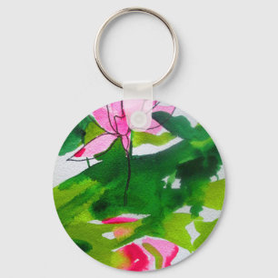Waterlily abstract watercolour flower art key ring