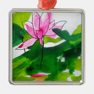 Waterlily abstract watercolour flower art metal tree decoration