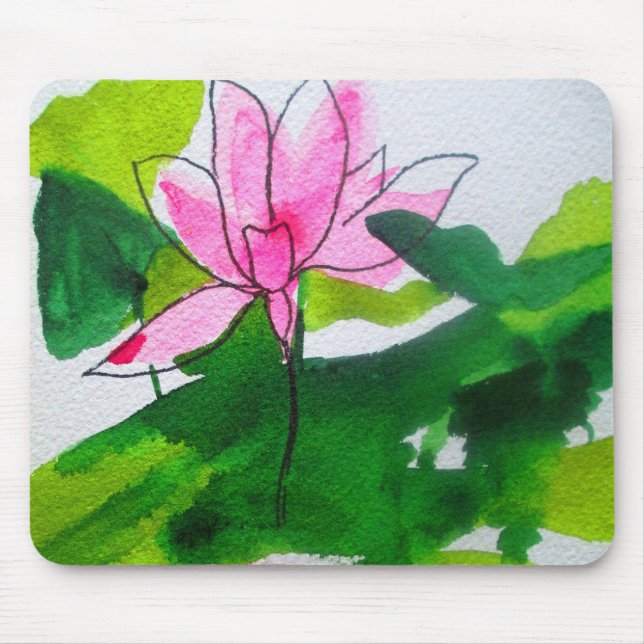 Waterlily abstract watercolour flower art mouse mat (Front)