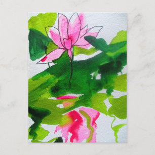 Waterlily abstract watercolour flower art postcard