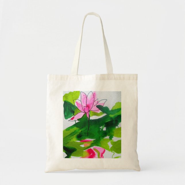 Waterlily abstract watercolour flower art tote bag (Front)