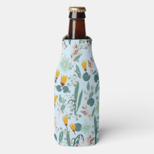 Waterlily Blooms Garden Pattern BLue Bottle Cooler