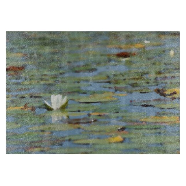 Waterlily Lake Flower Watercolor Cutting Board (Front)