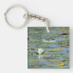Waterlily Lake Flower Watercolor Keychain