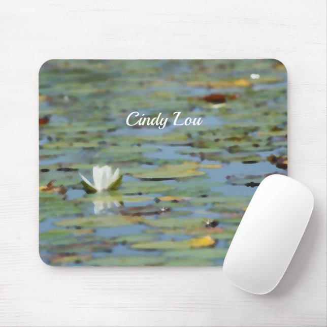 Waterlily Lake Flower Watercolor Mouse Pad (With Mouse)