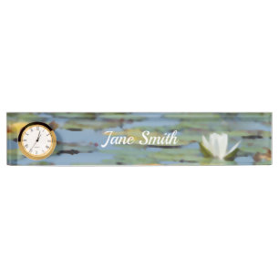 Waterlily Lake Flower Watercolor Nameplate