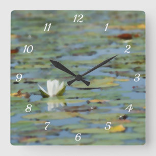 Waterlily Lake Flower Watercolor Wall Clock