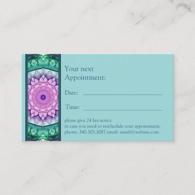 WaterLily Mandala appointment card (Front)