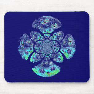 Waterlily Nature Pattern Dragonflies Mouse Mat
