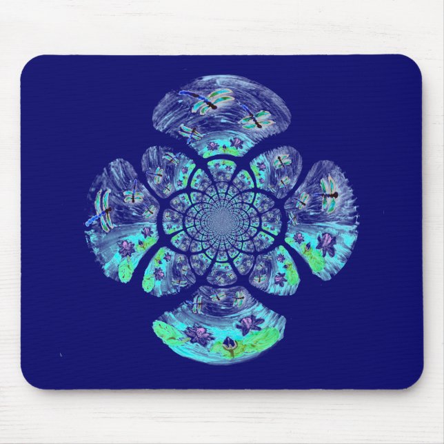 Waterlily Nature Pattern Dragonflies Mouse Mat (Front)
