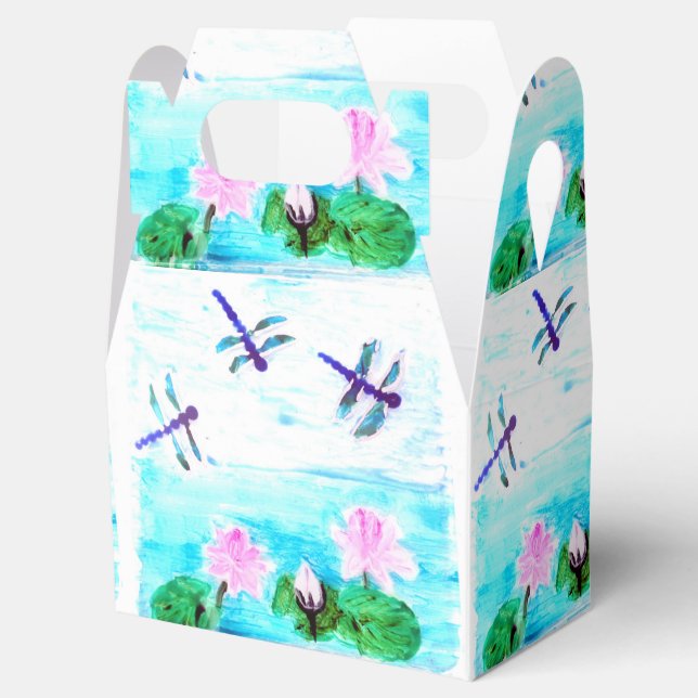 Waterlily Painting Dragonfly Floral Favour Box (Opened)