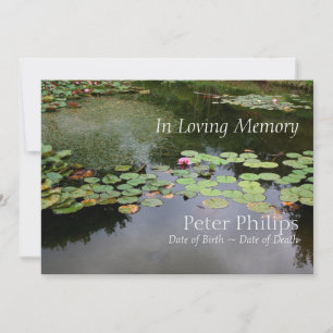 Waterlily Peaceful Garden Celebration of Life Inv Invitation