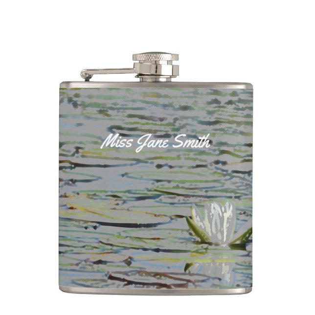 Waterlily Pond Lake Flower I Drink Flask (Front)