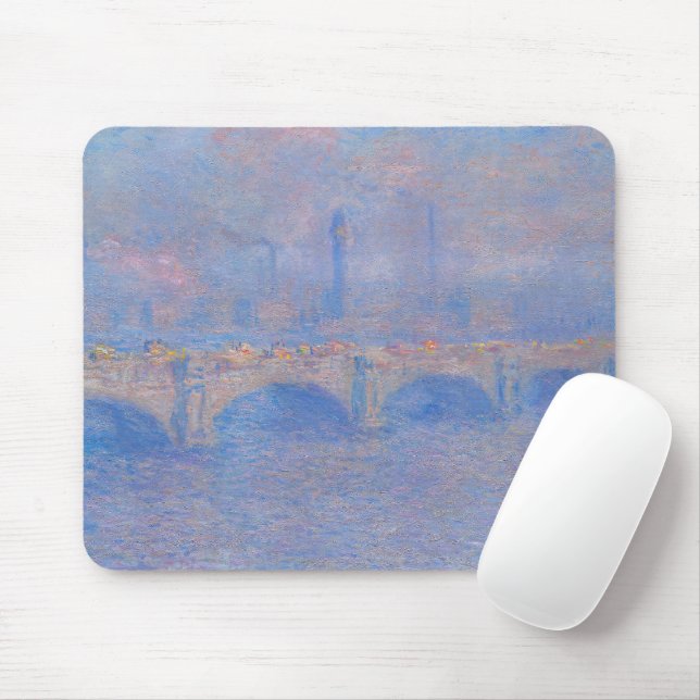 Waterloo Bridge, Effect of Mist by Claude Monet Mouse Mat (With Mouse)
