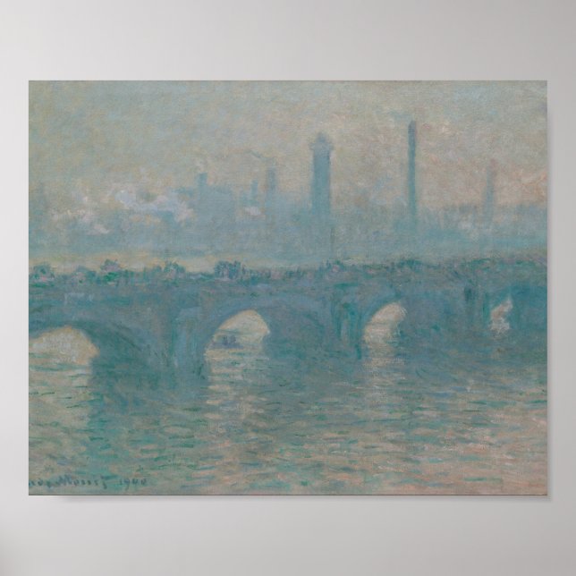 Waterloo Bridge Grey Weather Monet Painting Poster (Front)