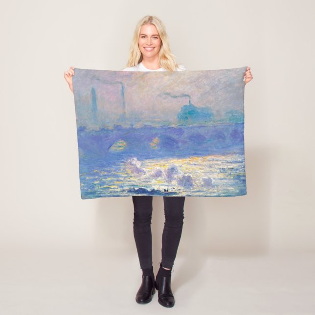 Waterloo Bridge (London), Monet Fleece Blanket (In Situ)