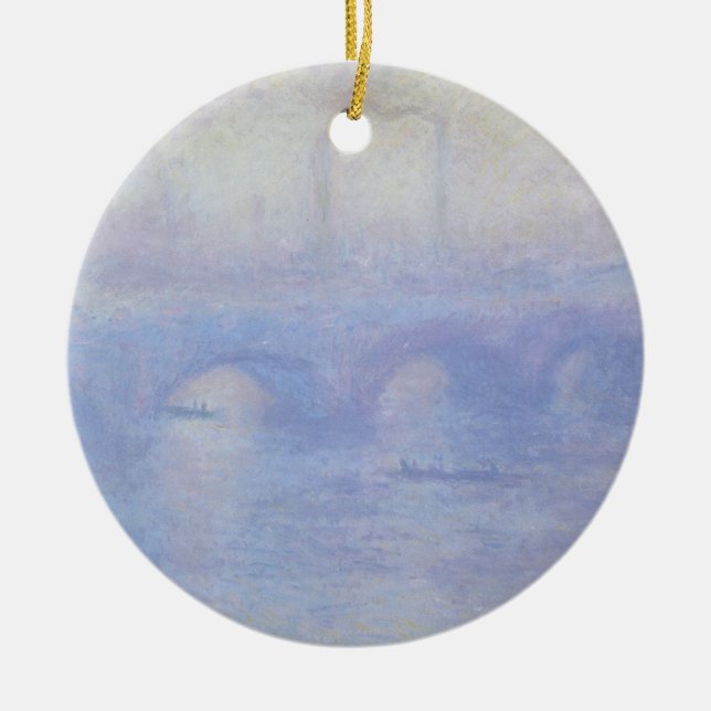 Waterloo Bridge, Mist Effect by Claude Monet Ceramic Tree Decoration (Front)