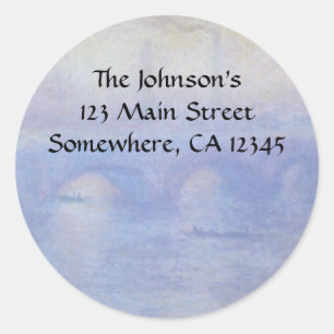 Waterloo Bridge, Mist Effect by Claude Monet Classic Round Sticker