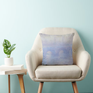 Waterloo Bridge, Mist Effect by Claude Monet Cushion