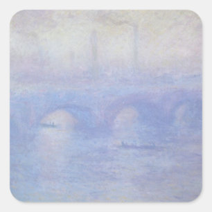 Waterloo Bridge, Mist Effect by Claude Monet Square Sticker