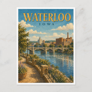 Waterloo Iowa Cedar River GeoSaga Postcard