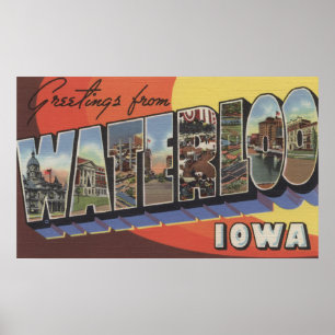 Waterloo, Iowa - Large Letter Scenes Poster